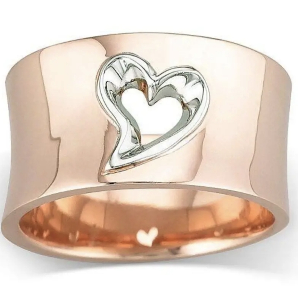 NIB- 14K‎ Yellow/Rose Gold Plated .925 SS Promise Me Your Heart Ring